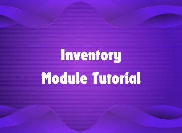 Inventory management tutorial image